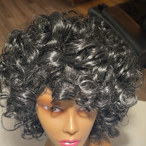 HAIR, Curly Bob with Bangs, Jet black - Picture 9 of 12
